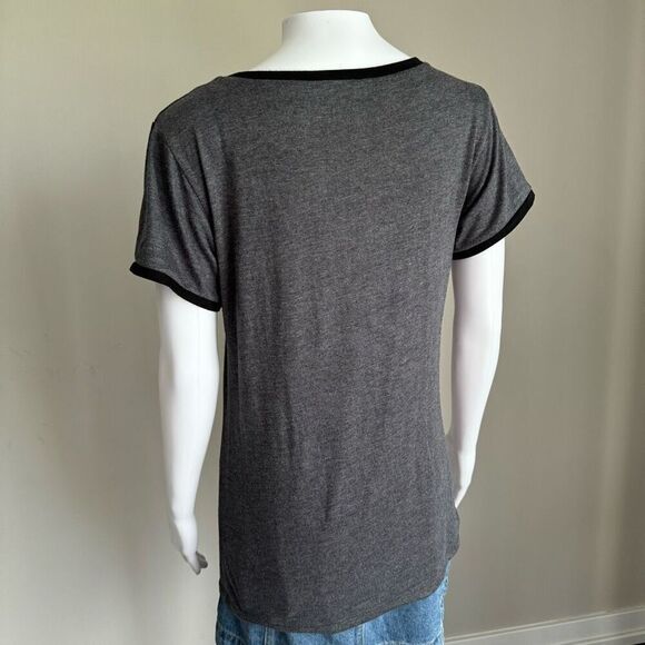 Y2K Love Is All You Need Embroidered Patches Ringer Tee - Picture 8 of 8